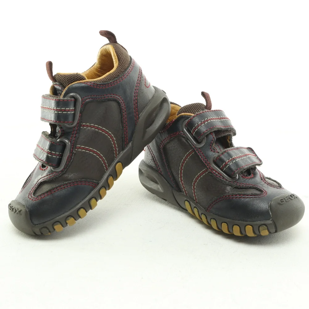 Geox Kids All Leather Sneaker Hook & Loop Baby & Walker Size US5.5 EUR21 Brown - Picture 12 of 16